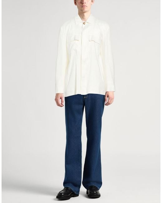 Lardini White Ivory Jacket Linen, Viscose, Elastane for men