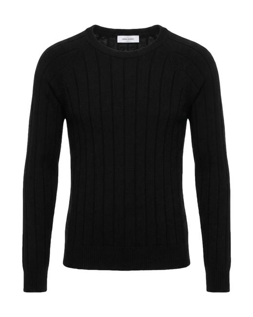 Gran Sasso Black Sweater Virgin Wool, Cashmere, Viscose for men