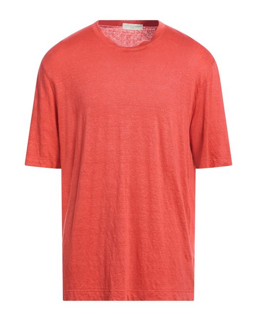FILIPPO DE LAURENTIIS Red T-Shirt Linen, Elastane for men