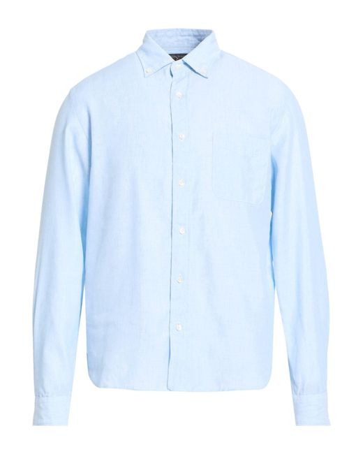 Beams Plus Blue Shirt Linen, Polyester for men