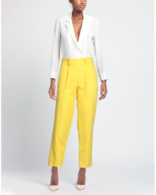 ACTUALEE Yellow Pants Polyester, Elastane