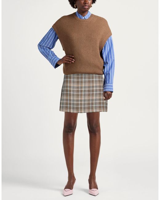 Gant Brown Mini Skirt Recycled Polyester, Wool