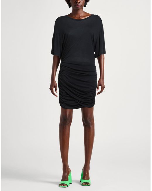 Dondup Black Mini Dress Viscose, Modal, Silk