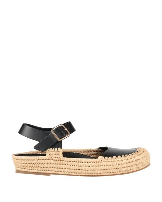 Paloma Barceló White Ballet Flats Cow Leather, Natural Raffia
