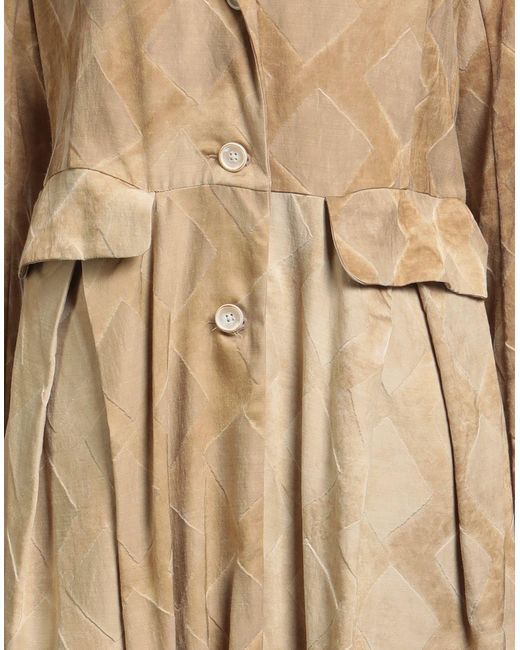 Uma Wang Natural Camel Overcoat & Trench Coat Cupro, Wool, Viscose