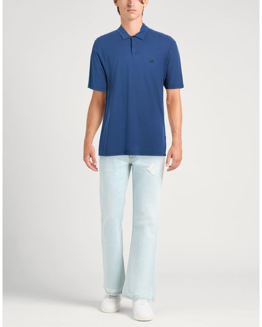 C P Company Blue Polo Shirt Cotton for men