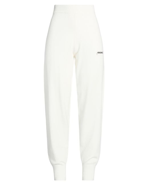 hinnominate White Ivory Pants Viscose, Elastane