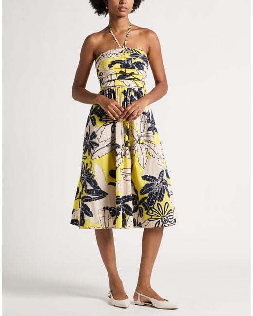 Twinset Metallic Midi Dress Cotton, Polyester