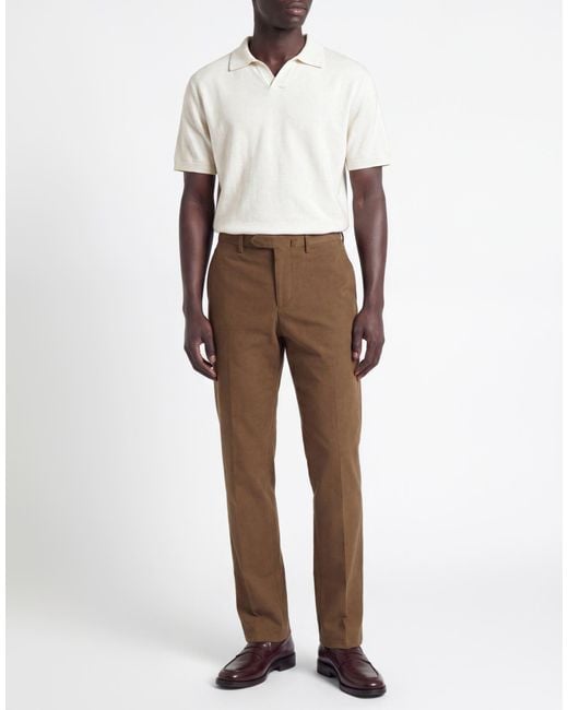 Santaniello Brown Camel Pants Cotton, Elastane for men