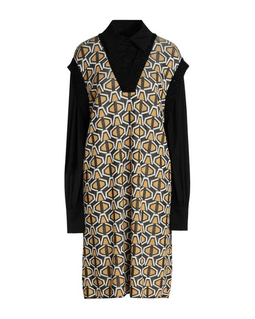 Frase - Francesca Severi Black Midi Dress Viscose, Virgin Wool, Polyester, Metallic Fiber, Polyamide