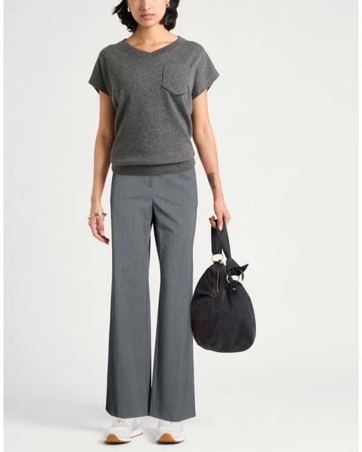 Weekend by Maxmara Gray Pants Polyester, Virgin Wool, Elastane