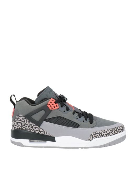 Nike Gray Sneakers Leather, Textile Fibers for men