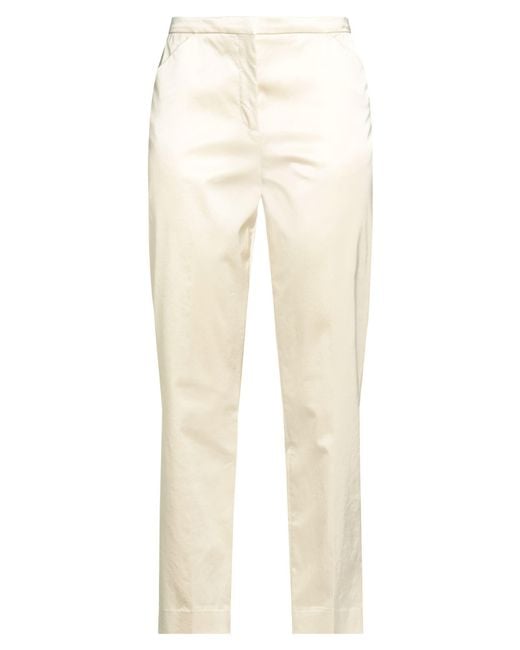 Totême Natural Ivory Pants Cotton, Viscose, Elastane