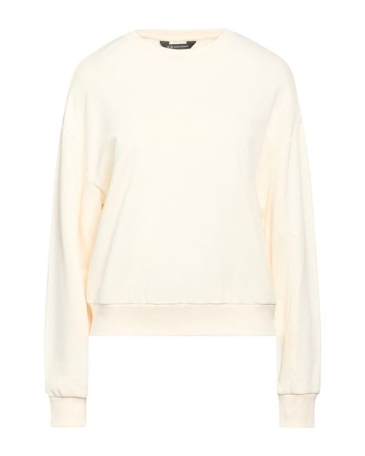 ARMANI EXCHANGE White Cream Sweatshirt Cotton, Elastane