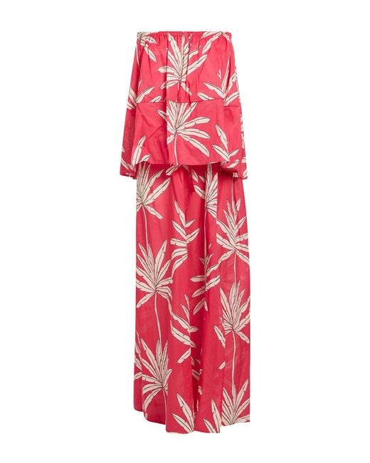 Douuod Red Maxi Dress Cotton