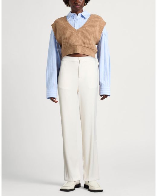 Twinset White Pants Polyester, Elastane