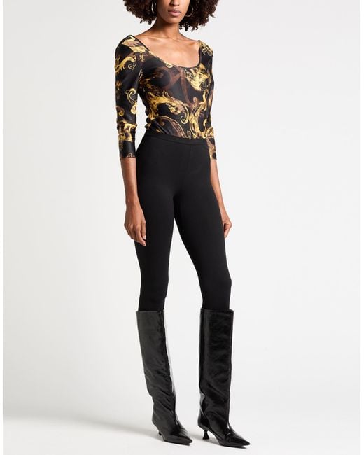 Versace Jeans Couture Black Bodysuit Polyester, Elastane