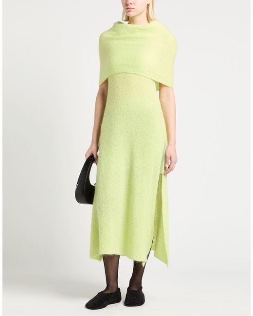 Philosophy Di Lorenzo Serafini Green Midi Dress Polyamide, Mohair Wool, Wool