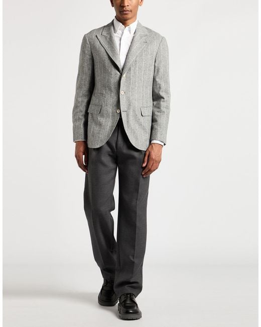 Brunello Cucinelli Gray Blazer Silk, Wool, Cashmere for men