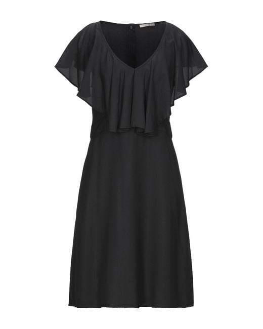 SEVENTY VENEZIA Black Sergio Tegon 10 Collection Midi Dress Polyester