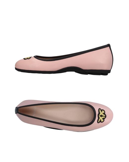 Pinko Leather Ballet Flats in Light Pink (Pink) Lyst