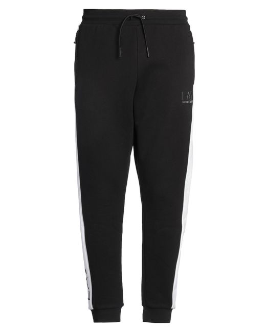 EA7 Black Pants Cotton, Polyester, Elastane for men
