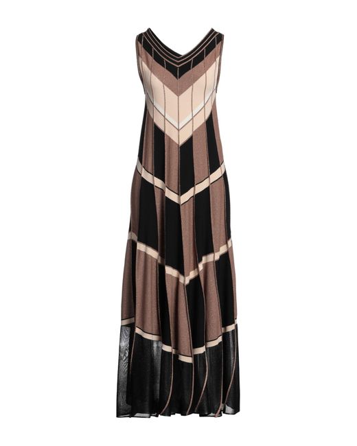 D.exterior Black Maxi Dress Viscose, Polyester, Polyamide, Metallic Polyester