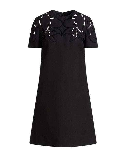 Valentino Garavani Black Mini Dress Virgin Wool, Silk