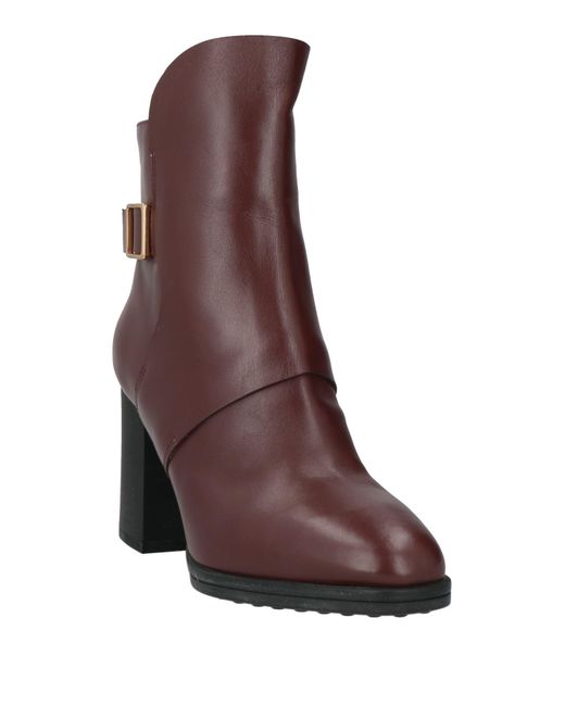 Tod's Brown Burgundy Ankle Boots Leather