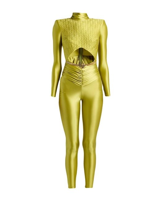 Elisabetta Franchi Yellow Lime Jumpsuit Polyamide, Elastane