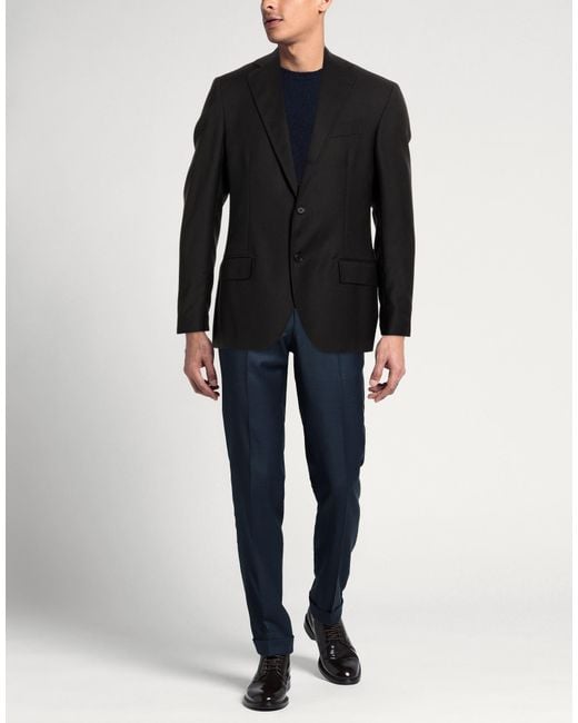 De Petrillo Black Blazer Virgin Wool for men