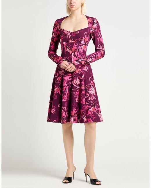 Versace Jeans Couture Purple Midi Dress Polyester, Elastane