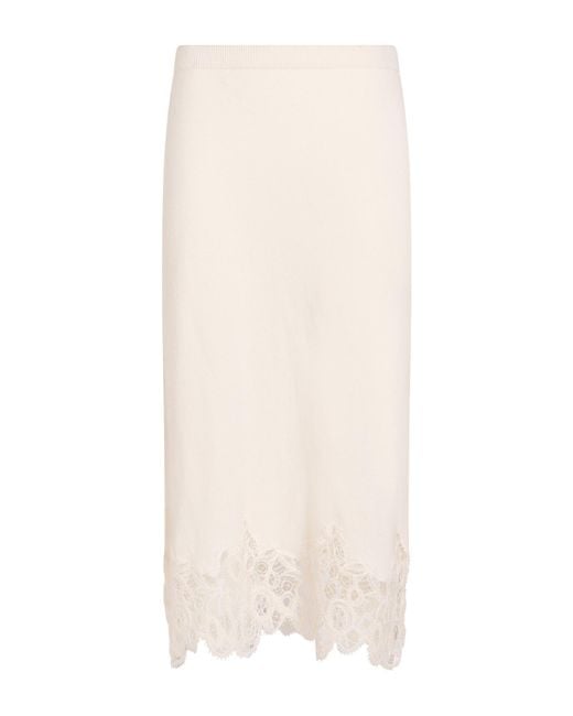 Fabiana Filippi White Midi Skirt Virgin Wool, Silk, Cashmere