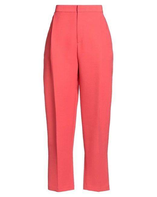 Elisabetta Franchi Red Pants Wool, Viscose, Silk