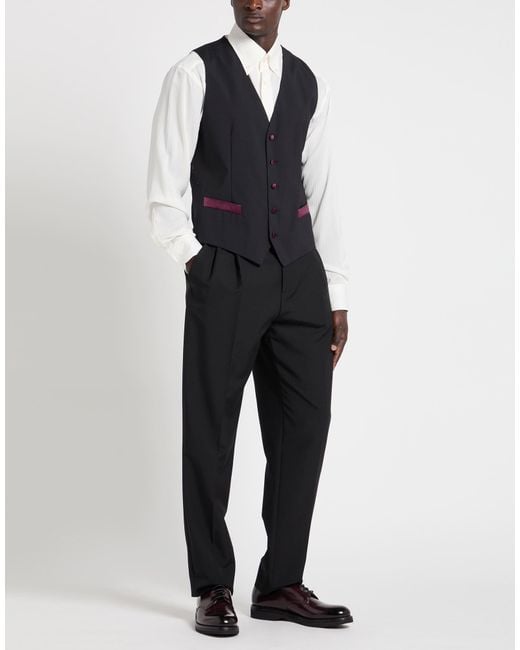 Dolce & Gabbana Black Tailored Vest Virgin Wool, Silk, Polyester, Elastane for men