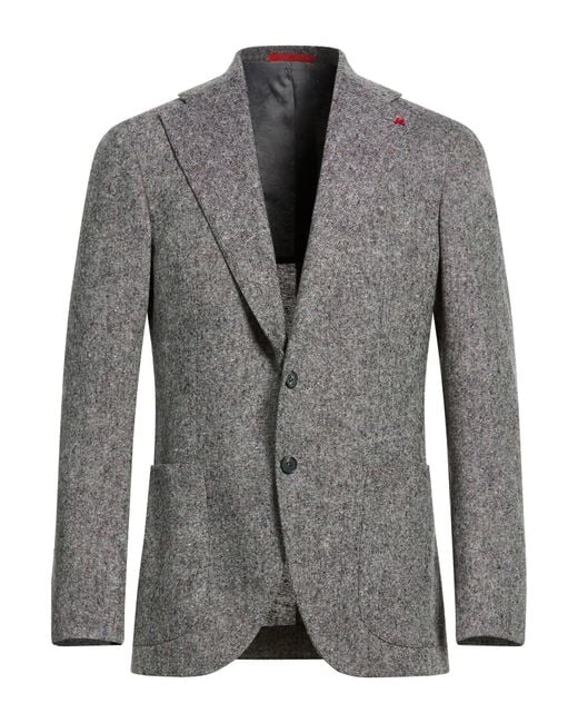 Isaia Gray Blazer Wool for men