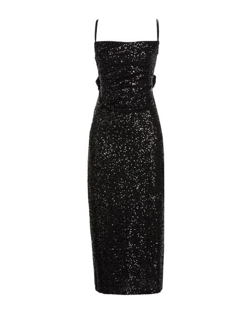 Manila Grace Black Midi Dress Polyester, Elastane