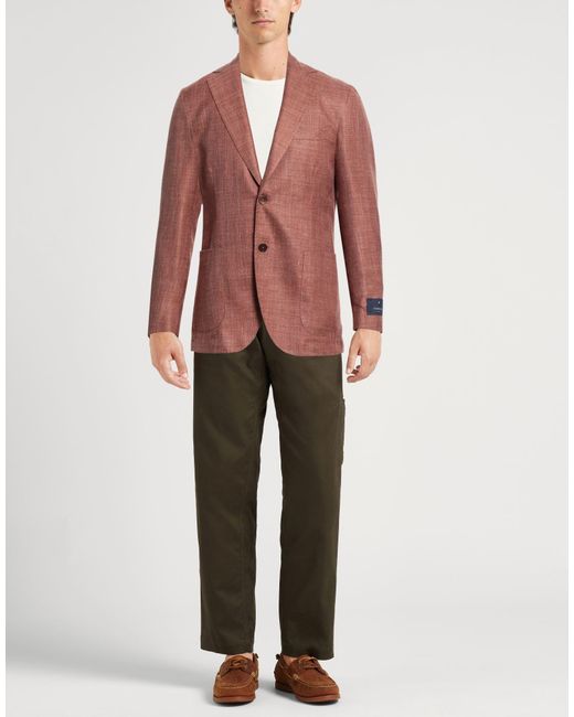 Tombolini Red Rust Blazer Wool, Silk, Linen for men