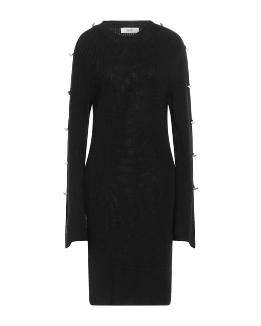 Akep Black Mini Dress Merino Wool, Acrylic
