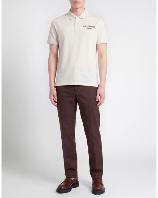 Just Cavalli White Cream Polo Shirt Cotton for men