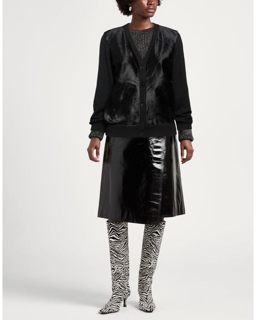 Jacob Cohen Black Cardigan Virgin Wool, Calfskin