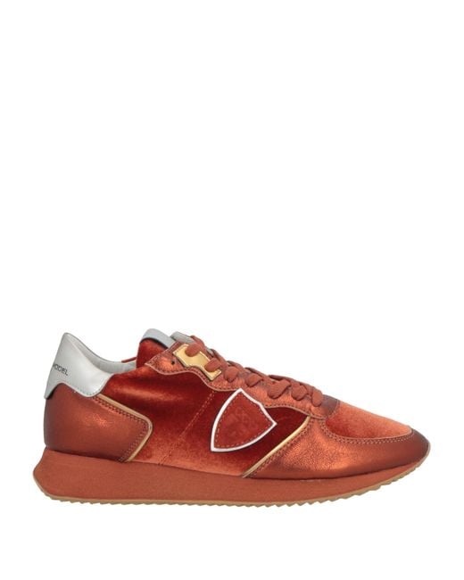 Philippe Model Red Rust Sneakers Leather, Textile Fibers