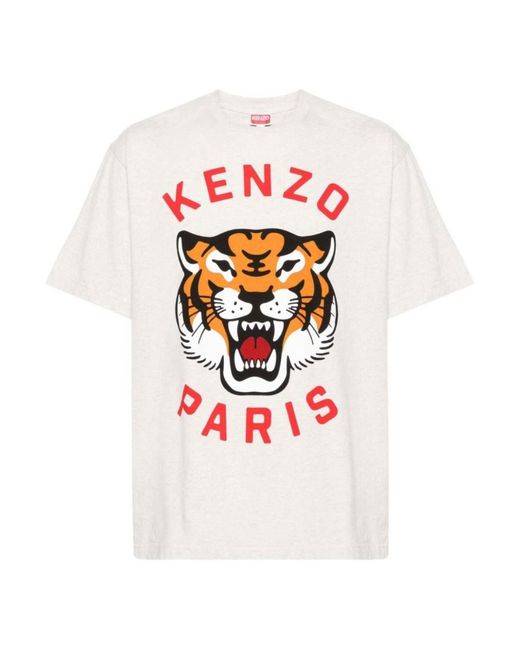 T-Shirt Lucky Tiger di KENZO in White da Uomo