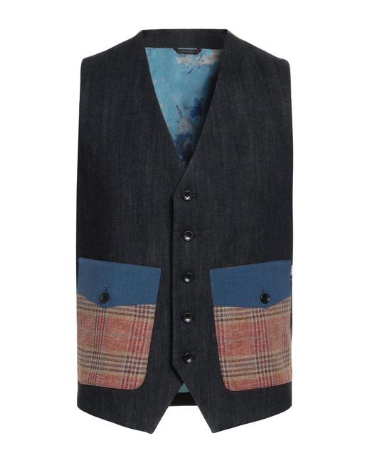 Daniele Alessandrini Blue Midnight Tailored Vest Cotton for men