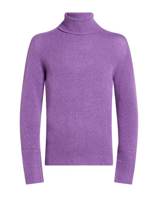 Roberto Collina Purple Turtleneck Cashmere, Silk, Polyester for men