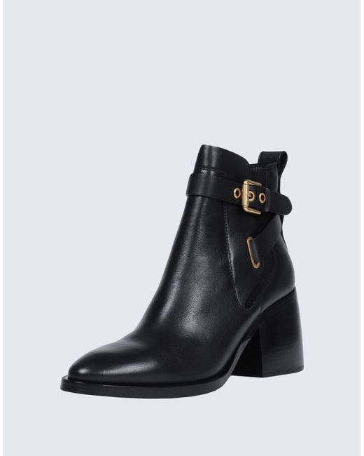 See By Chloé Black Averi Ankle Boots In Leather With Buckle