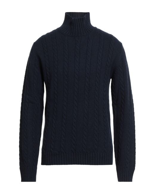 Alpha Studio Blue Turtleneck Recycled Wool, Viscose, Polyamide, Recycled Cashmere for men