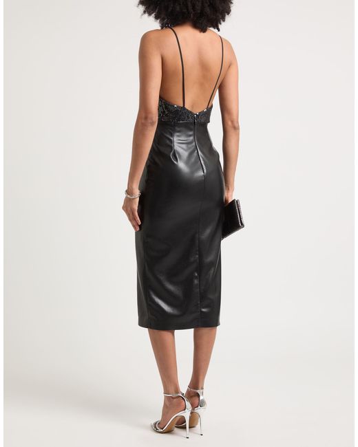 MSGM Black Midi Dress Polyester, Cotton, Polyamide