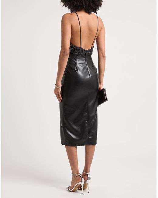 MSGM Black Midi Dress Polyester, Cotton, Polyamide