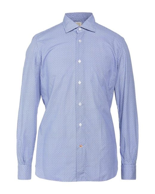 Mazzarelli Blue Shirt Cotton for men
